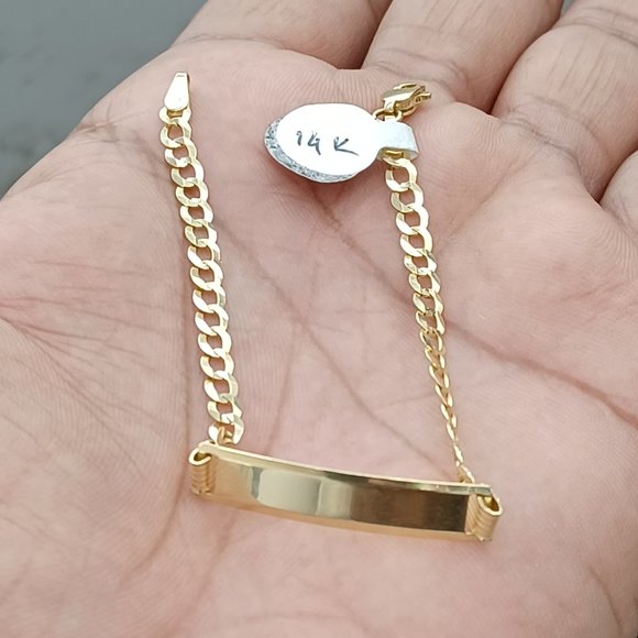 14kt Solid Gold Cuban id Bracelet size 6 inches
